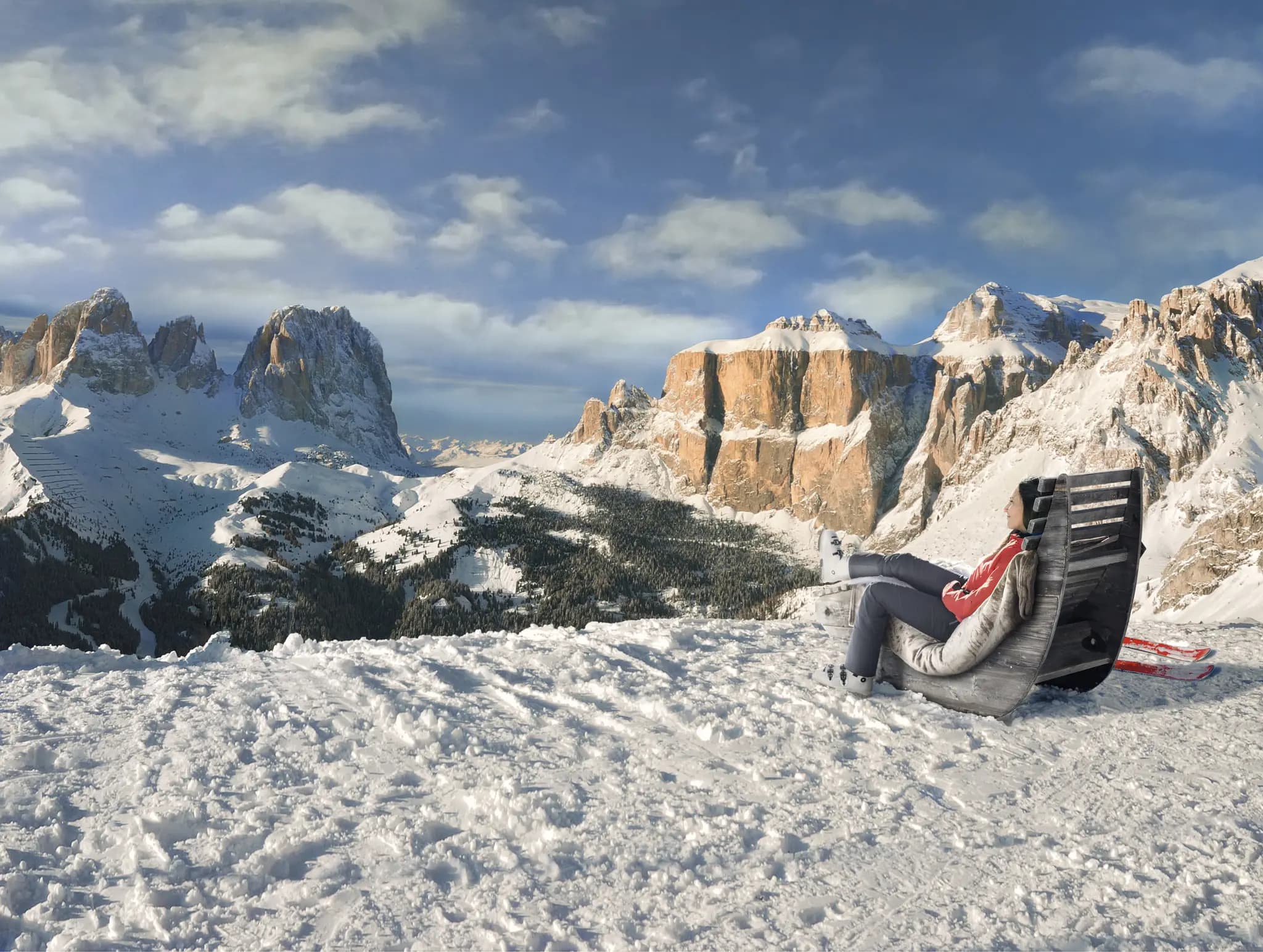 Bilder från Canazei ett av världens största skidområde med 1.220 km pist.